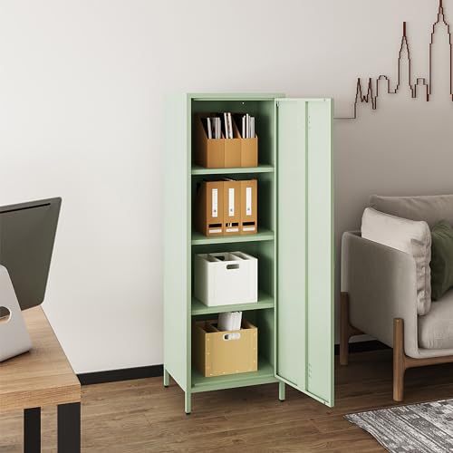 Steehoom Metal Storage Cabinet, Steel File Locker with 3 Shelves 59.06-inch high for School, Living Room, Bedroom, Office (Green) - Thumbnail 4