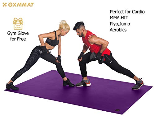 GXMMAT Extra Large Exercise Mat 6'x8'x7mm, Thick Workout Mats for Home Gym Flooring, High Density Non-Slip Durable Cardio Mat, Shoe Friendly, Great for Plyo, MMA, Jump Rope, Stretch, Fitness