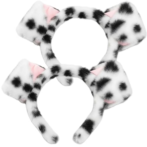 PDirat 2 Stück Dalmatiner Ohren Haarreif Hunde Ohren Kostüm für Erwachsene Dalmatiner Kostüm Accessoire Dog Ears für Partys Karneval und andere Veranstaltungen