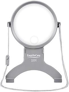 EasyLifeCare Hands Free Chest Rest LED Magnifier - Neck Wear Visual Aid Illuminated Magnifying Glass for Low Vision & Visually Impaired Seniors - Portable - Gifts for Mom, Dad, Grandmother, Women, Men