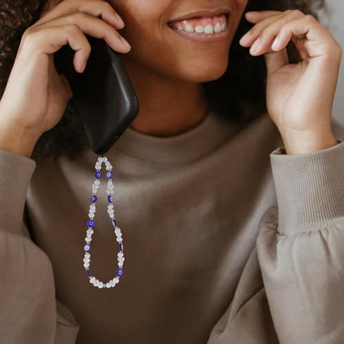 Cuentas de ojo malvado evitan caídas con este dije de teléfono y pulsera azul 7