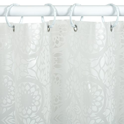 Zenna Home India Ink Morocco Waterproof Peva Shower Curtain, White, 70 X 72 Inches #TOP1