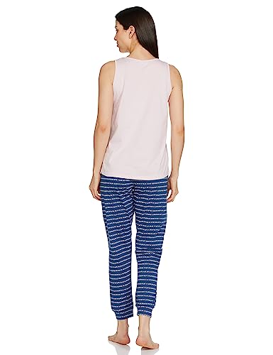Image of Amazon Brand - Symbol Women's Cotton Regular Fit Sleveless Top and Jogger Night Suit (Night Wear | Lounge Wear Set) (Available in Plus Sizes)