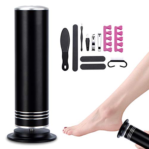 Electric Foot Callus Remover (Speed Adjustable), Portable Foot Sander, Professional Callous Remover for Feet with 60pcs Replacement Sandpaper Discs and 10 in 1 Pedicure Tools Kit, Black