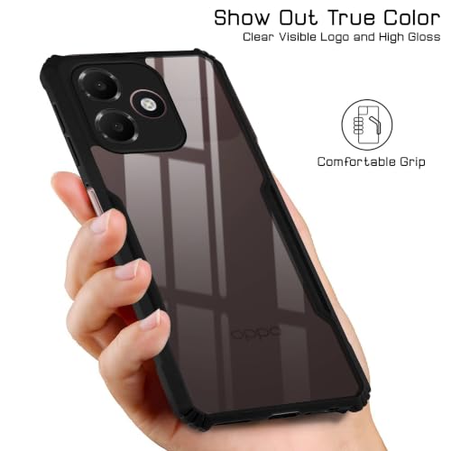 Image of Jkobi Hybrid Back Cover Case for Oppo A6c 4G (Shockproof with Polycarbonate Clear Panel | Professional Black)