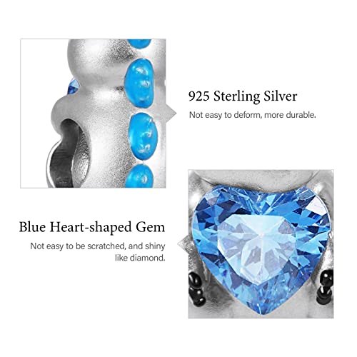 Image of GNOCE Embraces Heart Gemstone Bead Charms 925 Sterling Silver Wolf Fox Bear Husky Hedgehog Astronaut Chihuahua Dinosaur Rabbit Koala Axolotl Angel Tiger Dog Unicorn Cat Jewelry Gift for Women