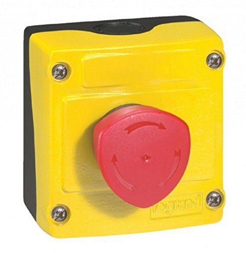 Boîte à bouton équipée Osmoz avec coup de poing coupure d'urgence rouge pousser-tourner Ø40 - avec couvercle jaune