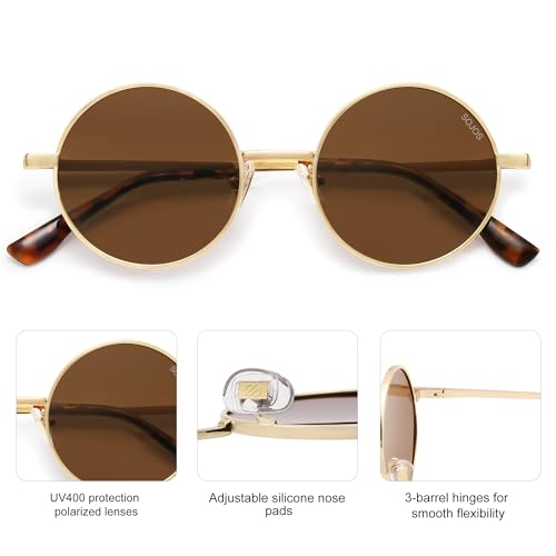 SOJOS Small Round Polarized Sunglasses for Women Men Retro Sun Glasses Vintage Shades UV400 Protection SJ12434