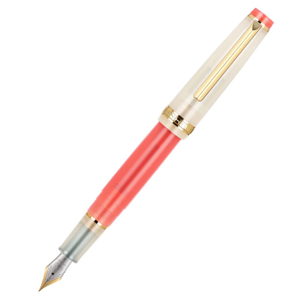 JINHAO 82 Resin Fountain Pen - Iridium Fine Nib With Converter, Golden Clip (Pink-White) - View #2