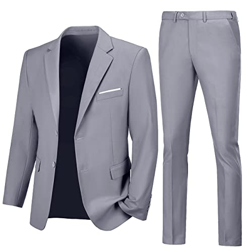 Image of Mens 2 Piece Suit Slim 2 Button Prom Suit Jacket Pants Tuxedo Set