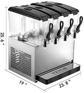 Amazon.com: VEVOR Dispensador de bebidas comercial de 110 V, frío y  caliente, 4 tanques de 12 litros por tanque, dispensador de jugo de frutas,  de acero inoxidable de 48 litros, equipado con