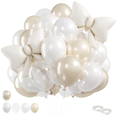 Cream Bow Balloons, 51 Pcs for Birthday Baby Shower Wedding Neutral Party