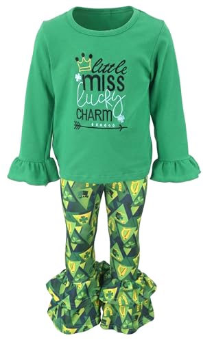 Image of Unique Baby 2 Piece Girls Double Ruffle Leggings and Long Sleeve Shirt Clothes Set Kid and Toddler Girl Outfit