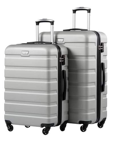 COOLIFE 2-Teiliges Kofferset für Paarreise, PC+ABS, Hartschale, Leicht Robuster, Koffer mit 360°...