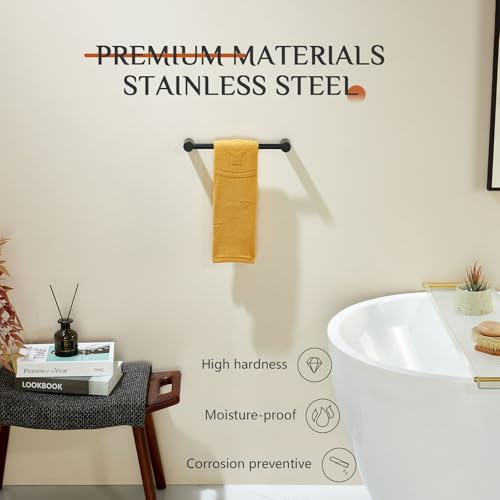 Image of KOKOSIRI Towel Bars Matte Black 16-Inch Single Rod for Bathroom and Lavatory Towel Holder Stainless Steel Bathroom Accessory Wall Mounted, B4007BK-L16
