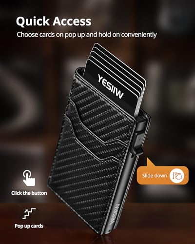 YESIIW Carteira masculina fina com proteção RFID, porta-cartões, minimalistas com janela de identida