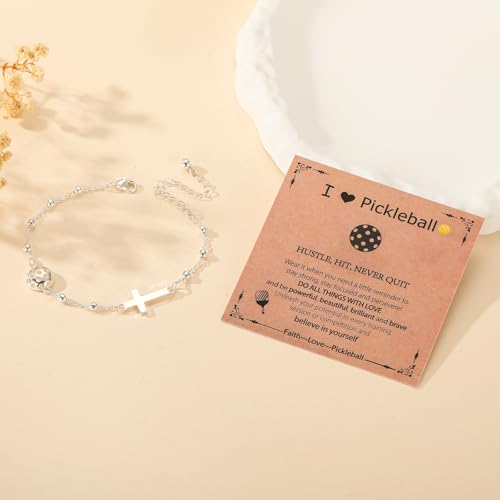 Image of Softball /Volleyball /Soccer /Basketball Football Bracelet for Girls Women, 14K Gold Plated Cross Link Chain Sport Accessories Christian Jewelry Gifts for Teens Team Coach Players