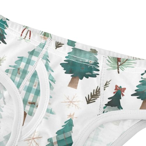 KLL Buffalo Plaid Christmas Trees Watercolor Toddler Boys Soft Underwear Breathable Children Panties4