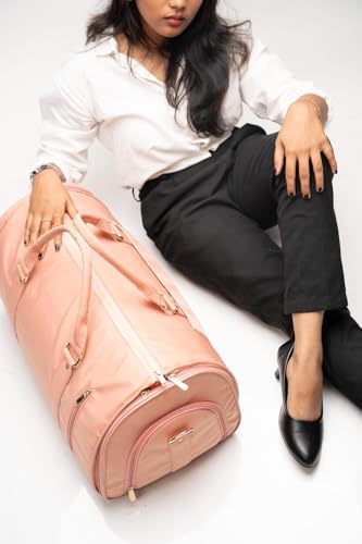 Image of Bayne Convertible Large Size Garment Duffel Bag for Travel, Carry on Garment Duffel Bag for Men and Women - 2 in 1 Hanging Suitcase Suit Travel Bag (Nylon, Pink)