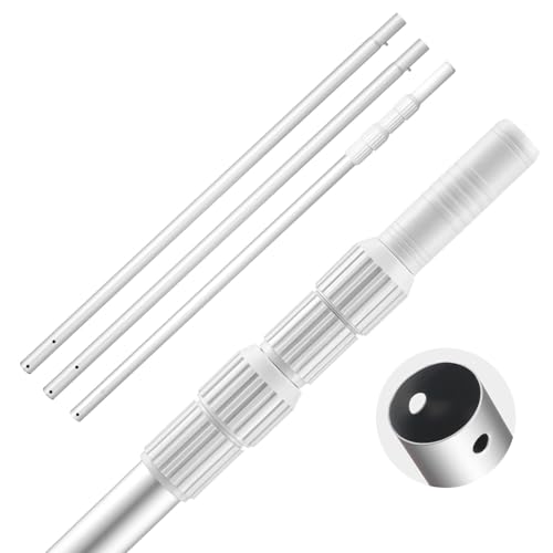 VEVOR Perche de Piscine télescopique de 1 à 4,6 m, Poteau de Piscine Professionnel réglable avec 2 rallonges, bâton de Nettoyage en Alliage d'aluminium,...