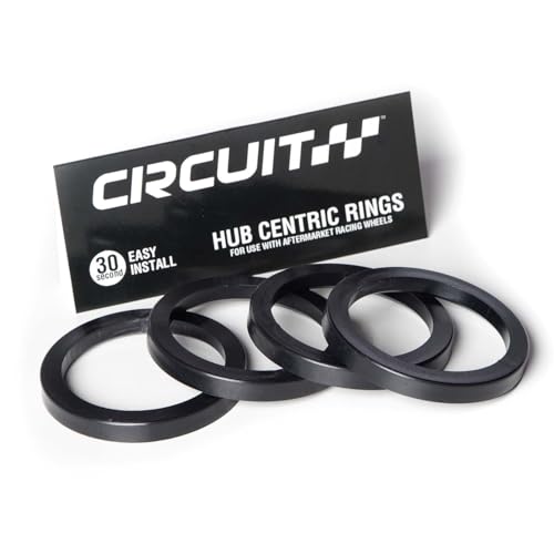 Circuit Performance 76.1mm OD to 60.1mm ID Black Nylon Plastic Polycarbonate Hub Centric Spigot Rings (Compatible with TSW Wheels)