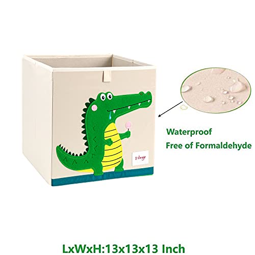 Vmotor 2 Pcs Foldable Animal Toy Storage Box/Bin/Cube, Collapsible Storage Organizer Chest Basket Container For Kids, Toddlers, Boys And Girls(13 X 13 X 13 Inch,Tyrannosaurus+Alligator) #TOP1