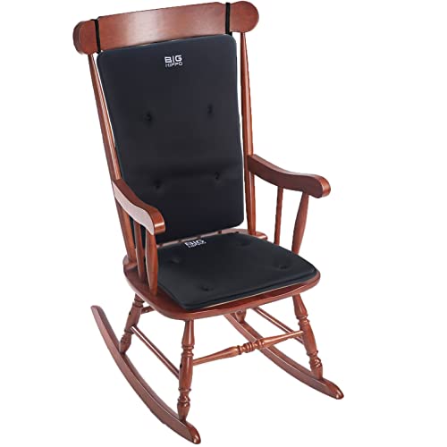 Big Hippo Rocking Chair Cushion Set, Memory Foam Rocking Chair Pad With Ties Soft Thicken Seat Pad And Back Rest Cushion, Black #TOP11