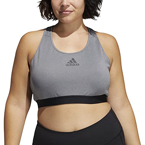 Image of Adidas Women's Don't Rest Alphaskin Padded Bra Sports, Opaque, Dark Grey Heather/Black, 1X