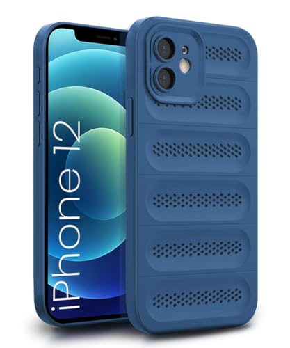 Image of WOW IMAGINE Ultimate Silicone Back Cover Case for iPhone 12 | Heat Dissipation Thin Soft TPU | 360 Camera Protection | Breathable Cooling Holes - Deep Blue