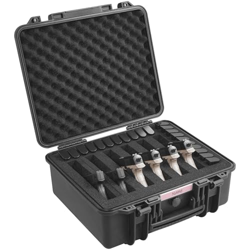 VEVOR Estuche Rígido de Pistola con Espuma de PU Precortada para 6 Pistolas Resistente al Agua y Polvo, 491 x 434 x 211 mm, Estuche para Pistola con Cerradura se Puede Llevar en Tren, Avión, Negro