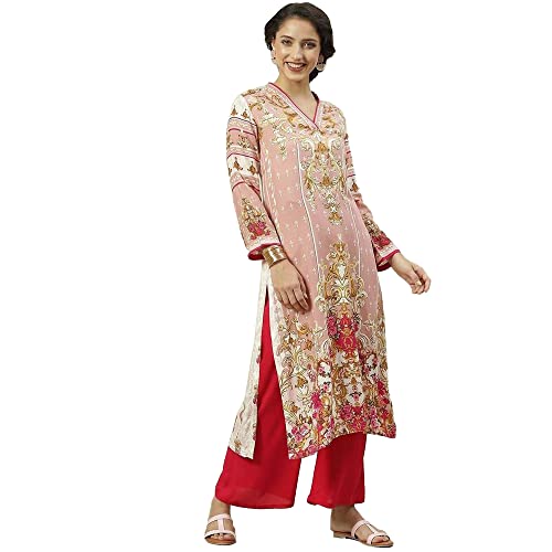 Image of BIBA Solid Rayon A Line Fit Women Kurta