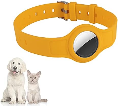 Protective Case Compatible for Airtag GPS Track, Fit for Dog Collars Accessories Adjustable Silicone Airtag Cover Pets Collars for Puppy Cat, Color Waterproof Washable Anti Lost Lightweight Pet Collar
