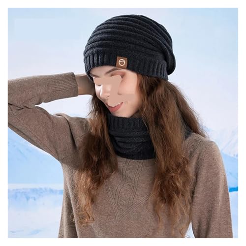 Gorro y bufanda invierno mujer polar punto unisex protector orejas ropa térmica 2