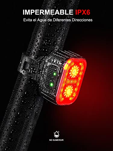 CIRYCASE Luz Bicicleta Potente LED, Luces Bicicleta Delantera y Trasera USB Recargable, 8+12 Iluminación Modos & IPX6 Impermeable Luz Bicicleta Delantera para Ciclismo de Montaña y Carretera - imagen 6