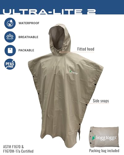 Image of FROGG TOGGS Ultra-lite2 Waterproof, Breathable Rain Poncho, Adult and Youth Sizes