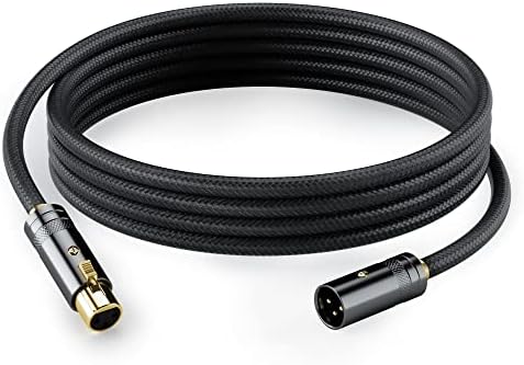 HiFind XLR Cable Microphone Cable 10 Ft (Real Hi-Fi Sound-Silver Plated Copper-Spring SR) Balanced XLR Speaker Cable,3-Pin Shielded Male to Female Mic Cord,DMX Stage Lighting Cable for Speaker Systems