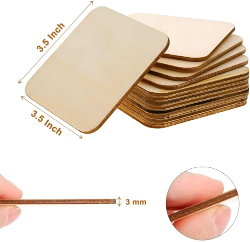 Image of SWAGSTATION MDF Blanks Cutouts for DIY,Art Work,Decoupage,Mix Media,Scrapbook,Craft Supplies Square Costers Blank 3.5 Inch 12 Pcs