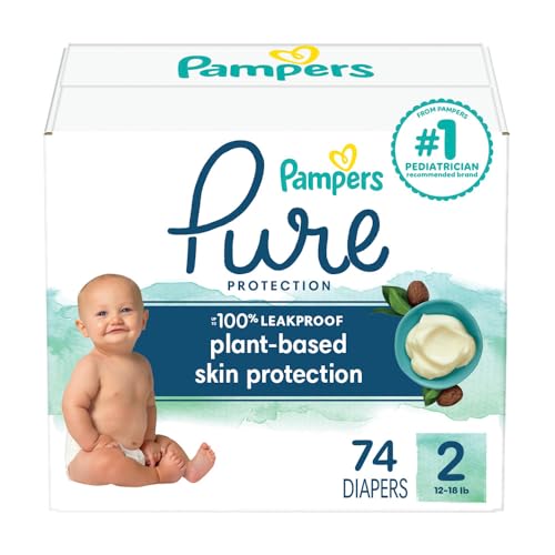 Image of Pampers Baby Diapers - Pure Protection - Size 2, 74 Count, for up to 100% Leakproof, Premium Plant-based Skin Protection