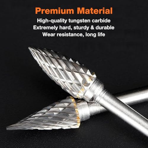 Image of Serplex Tungsten Carbide Rotary Burr Set for Dremel, 10pcs Carbide Double Cut Carving Burr Bits with 1 /8 inch Shank Rotary Tool Accessories for Woodworking, Engraving, Drilling, Steel Metal Working