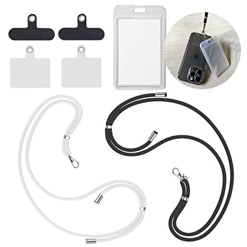 Focusynn - 2 Cordón Correa para Teléfono Móvil Ajustable Universal con 1 Tarjetero y 4 parches, Cadena Cuerda para Colgar con Enganche Accesorios Llavero Cover