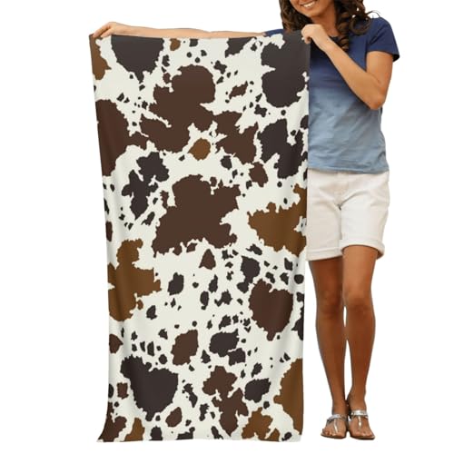 Voohddy Cow Print Brown Animal Beach Towel Soft Absorbent Microfiber Quick Dry Large Bath Towels For Bathroom Women Men Boys Girls Pool Camping Travel Swimming Picnic Sports thumb #8