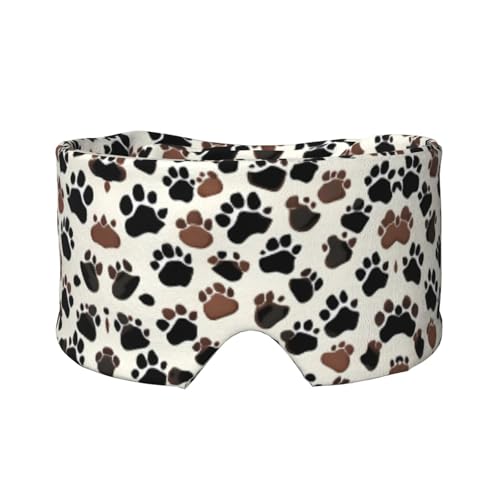 犬の足跡プリント睡眠マスク、柔らかい肌に優しいアイカバー、旅行/ヨガのお昼寝用遮光睡眠マスク。