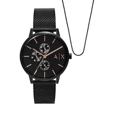 Armani Exchange Orologio Analogico al Quarzo Uomo con Cinturino in Acciaio Inossidabile AX7162SET, Nero Jet