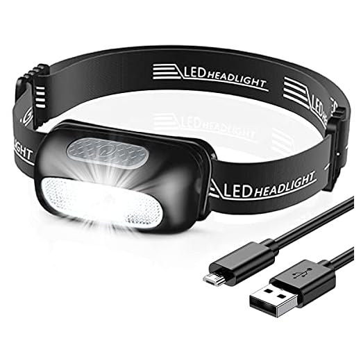 CIRYCASE Linterna Frontal LED Recargable, Linterna Cabeza Ultraligera con Luz Blanca Roja, IPX4 Impermeable & 5 Modos Luz Frontal Cabeza Ajustable 200 Lúmenes para Exteriores, Camping, Ciclismo, Caza