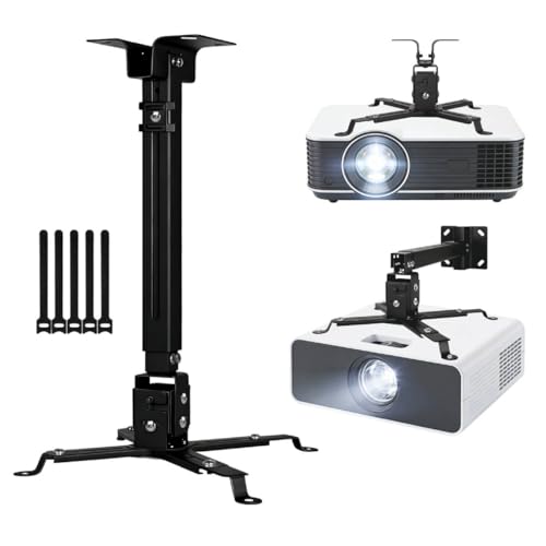 Vphom Projector Mount Ceiling/Wall - Universal 3-in-1 Bracket with Extension Pole& Cable Ties