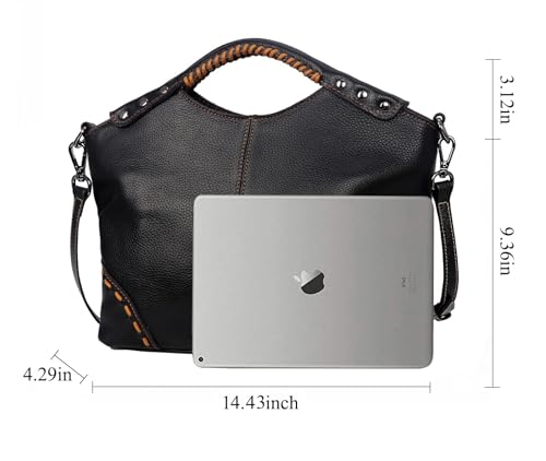 Image of HESHE Leather Purses for Women Crossbody Bags Satchel Shoulder Handbag | Genine Leather,Large Roomy Hobo Bags Retro Crossbody Purses Ladies Tote Top Handle Handbags for Work,Travel and Daily Use
