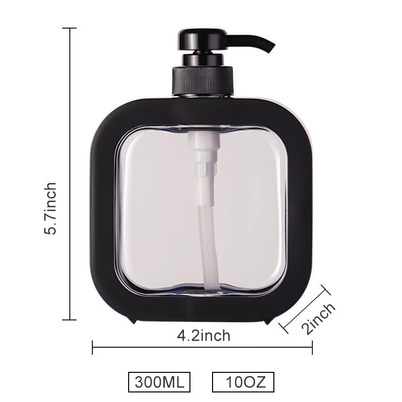 Image of Hand Soap Dispenser for Bathroom, Modern Dish Soap Dispenser for Kitchen Sink, Liquid Soap Container with Pump, Clear Plastic Soap Pump Bottles (2 Packs,10oz, Black)