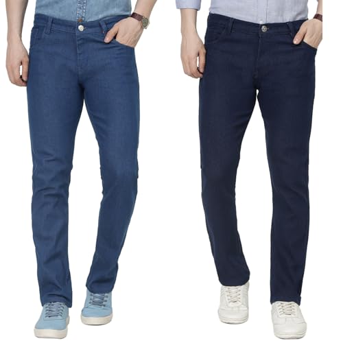 Image of DAIS Men's Stretchable Straight Fit Mid Rise Jeans, Pack of 2, (Combo of 2 Jeans)