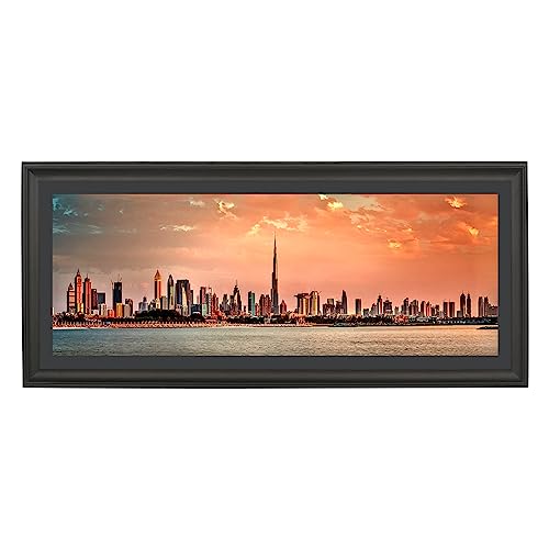 LTYHHK 25.4x61 cm Panorama-Bilderrahmen aus Massivholz mit 20.3x55.9 cm mit Matte oder 25.4x61 cm ohne Matte, 25.4x61 cm Posterrahmen 20.3x55.9 cm Fotorahmen Familienwand schwarz (L23B1x24 cm 48 DE