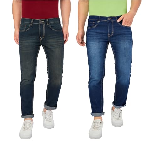 Image of Ben Martin Men's Slim Fit Mid Rise Pack of 2 Stretchable Casusal Denim Combo Jeans Pant, CMB-AU24